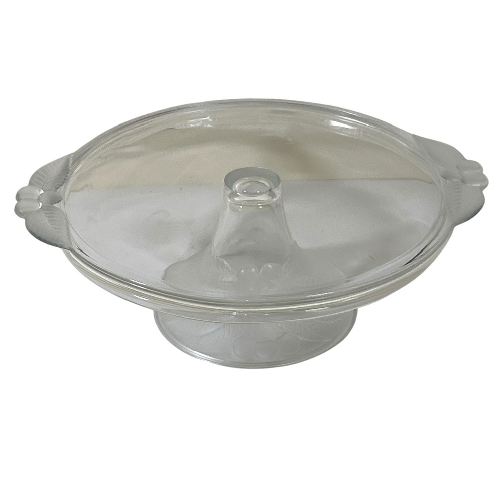 Vintage Mikasa Bountiful Crystal Cake Stand with Cherry‎ Embossed Frosted Fruit